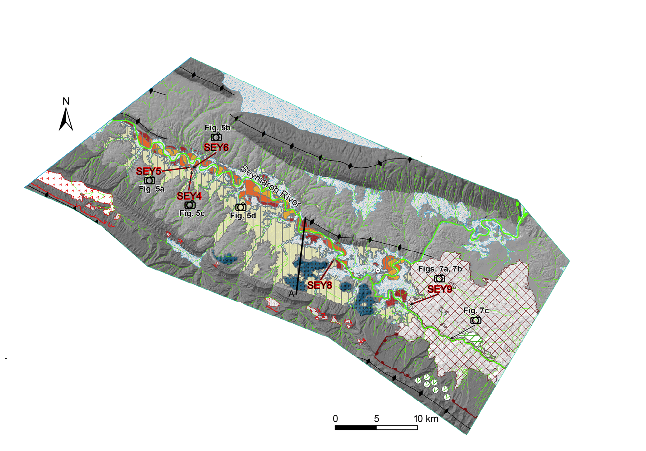 Carta geomorfologica dei Monti Zagros, Iran.