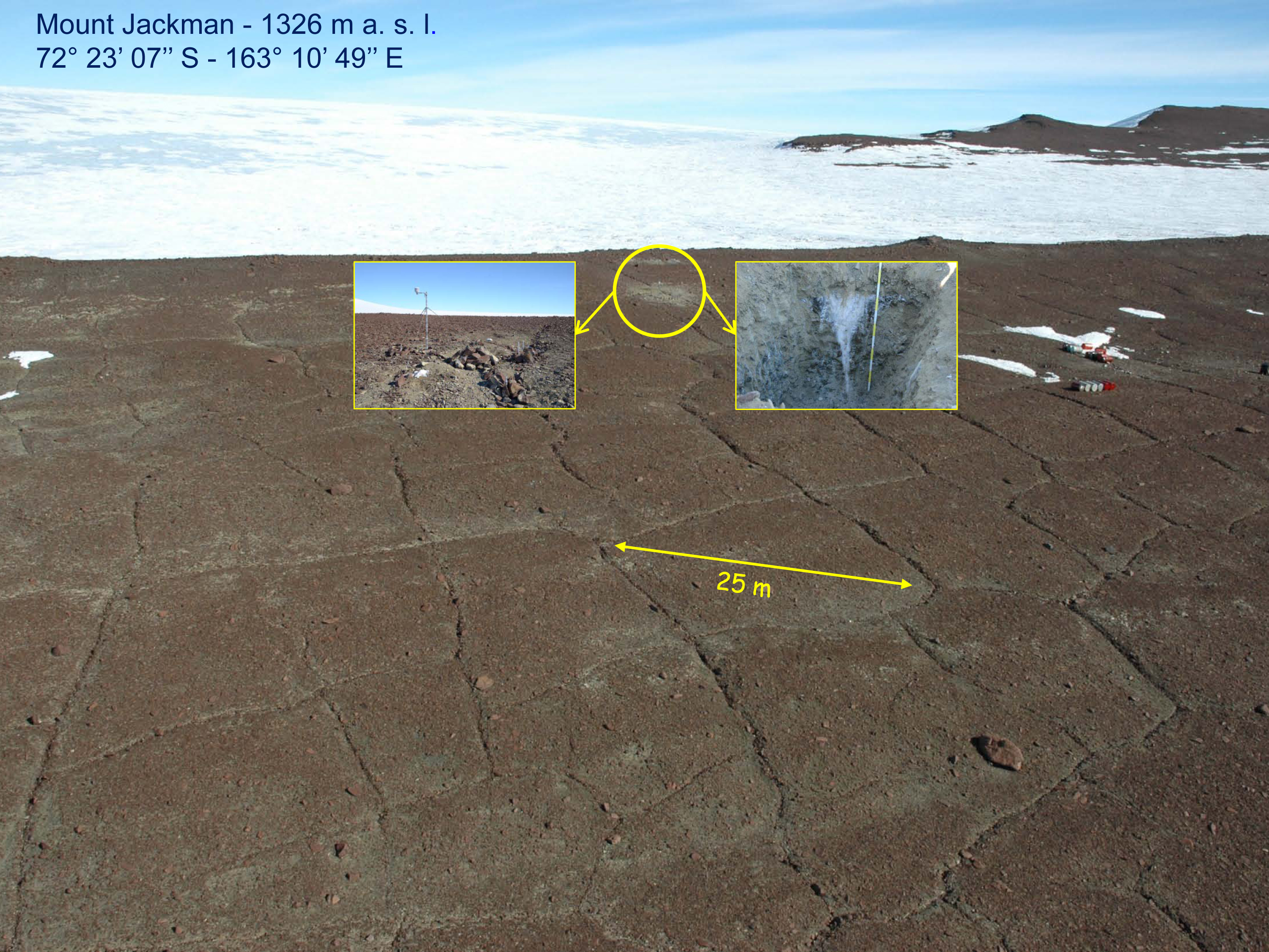 Il sito a poligoni di ghiaccio di Mount Jackman è ubicato nel settore superiore del Rennick Glacier nella Northern Victoria Land, Antartide orientale. 