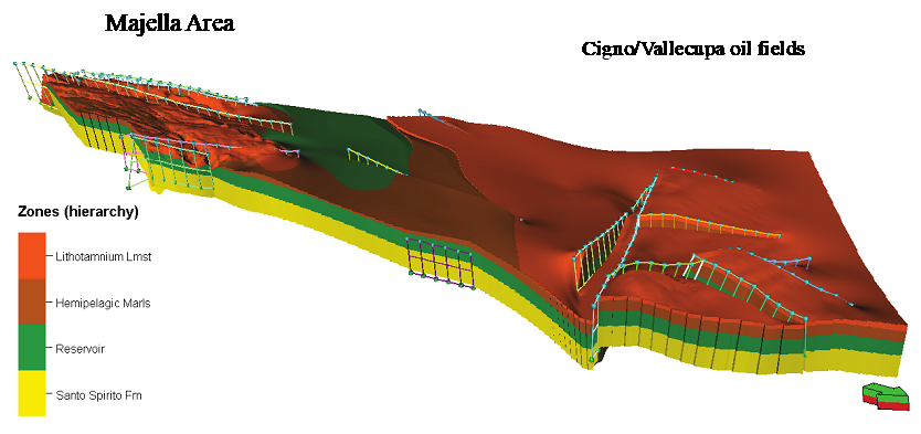 Esempio di Modellazioni 3D delle strutture geologiche in superficie e nel sottosuolo.